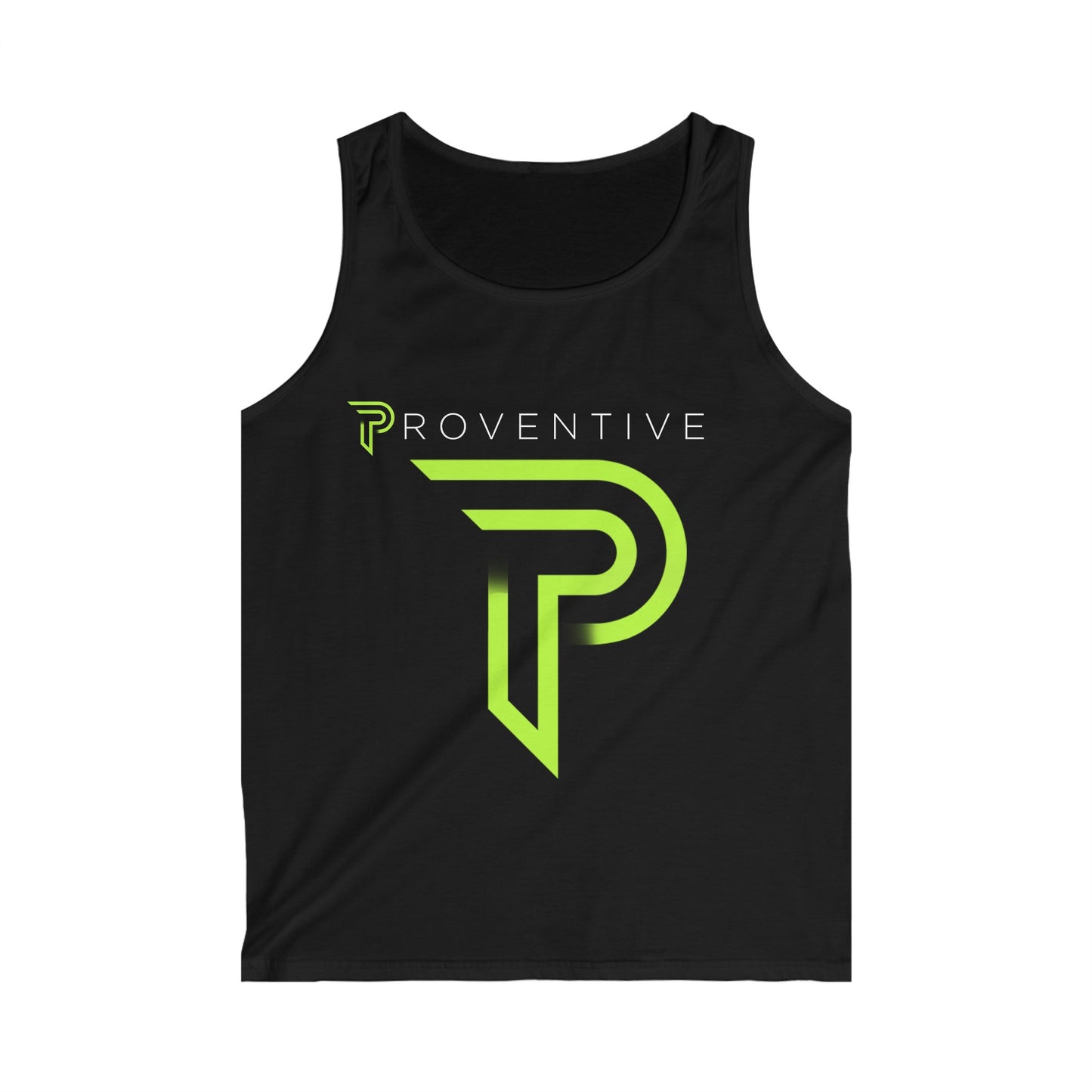 Men's Softstyle Tank Top with Bold Green Geometric Design